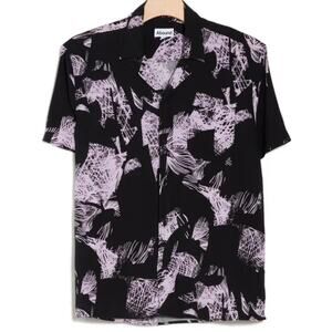 New ABOUND NORDSTROM Men's Black Abstract Floral Short Sleeve Shirt Size XXL